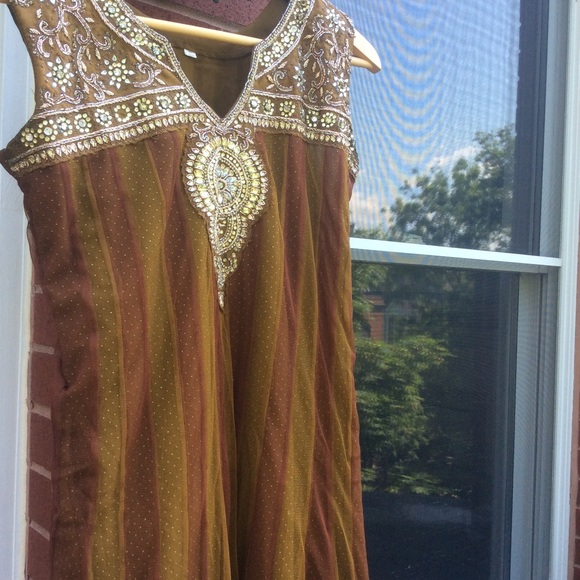 anarkali indian Pakistani long net dress salwar S - Picture 3 of 5